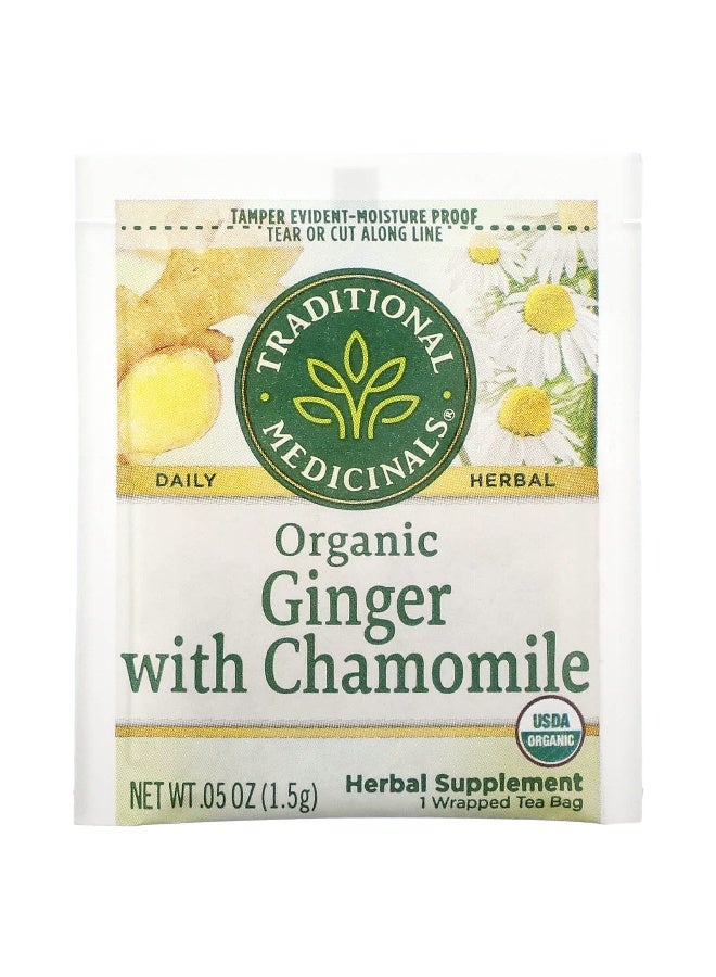 Traditional Medicinals, Herbal Teas, Organic Ginger with Chamomile, Caffeine Free, 16 Wrapped Tea Bags, 0.85 oz (24 g) - Image 3