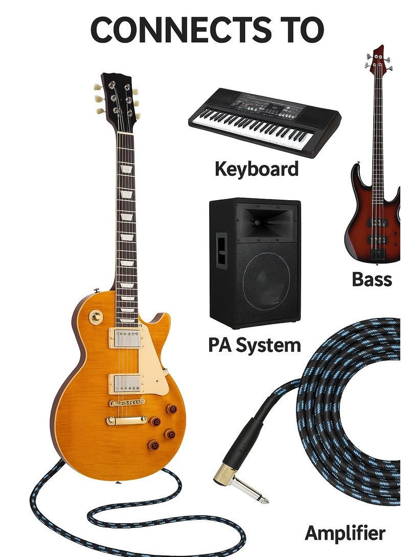 Mike Music 3m Electric Guitar Cable Lead Low Noise Electric Guitar Cord Amplifier Cable Audio Connection Cable Low Noise Shielded - Image 4