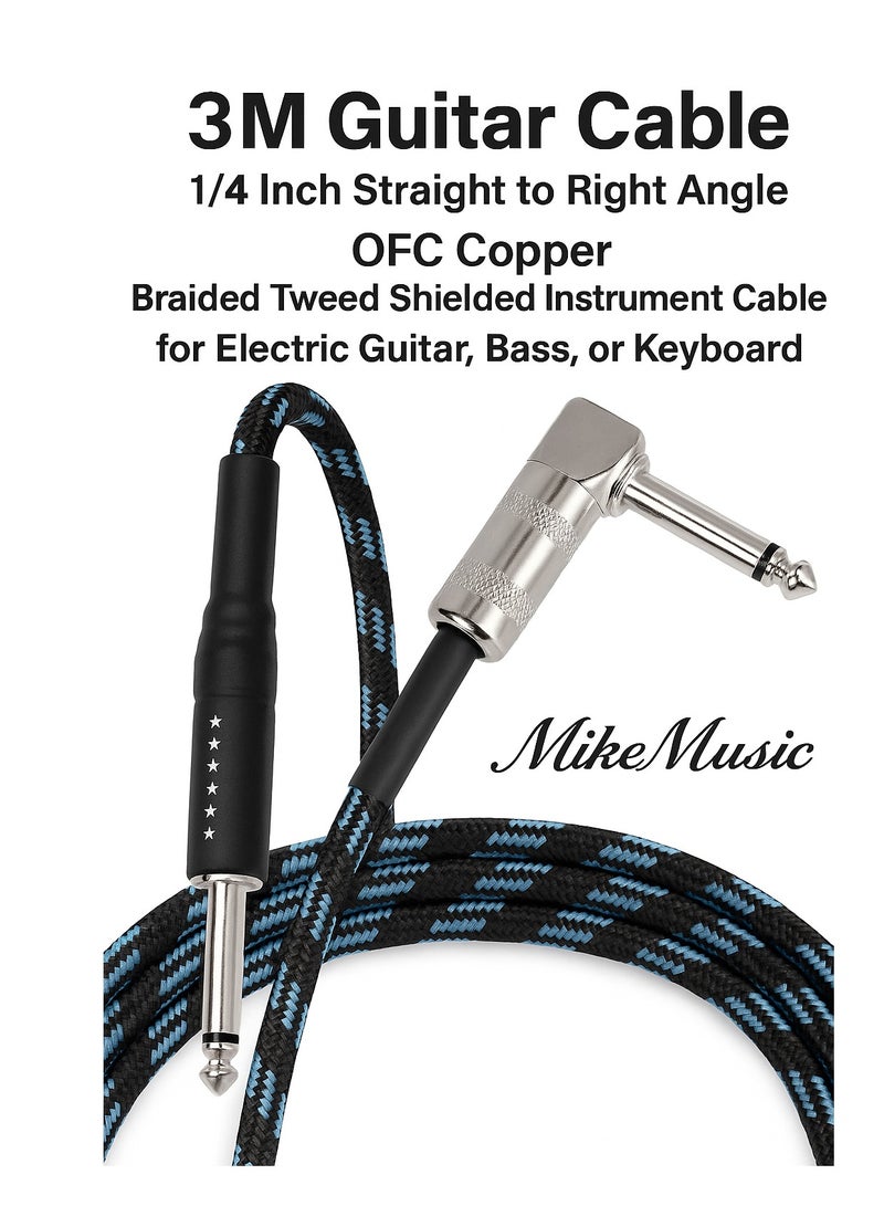Mike Music 3m Electric Guitar Cable Lead Low Noise Electric Guitar Cord Amplifier Cable Audio Connection Cable Low Noise Shielded - Image 1