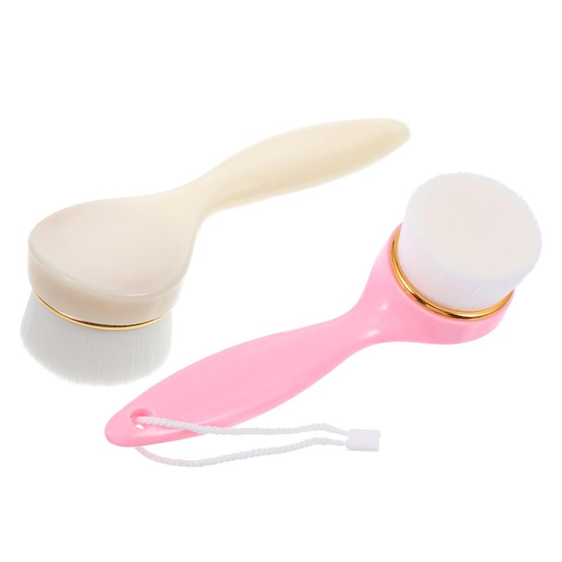 Soft Bristle Facial Cleansing Brush Long Handle Gentle Exfoliator For Daily Skincare - Image 2