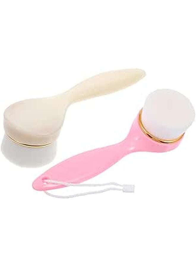 Soft Bristle Facial Cleansing Brush Long Handle Gentle Exfoliator For Daily Skincare - Image 1