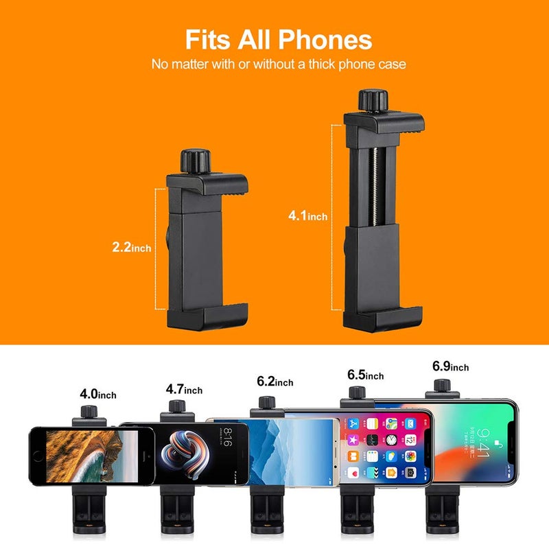PHICANT Phone Tripod Mount Adapter/Universal Tripod Cell Phone Holder, Fits Any Smartphone, 1/4" Standard Screw, Rotating Vertical and Horizontal, Compatible with iPhone, Samsung, Selfie Stick, Monopod - Image 4