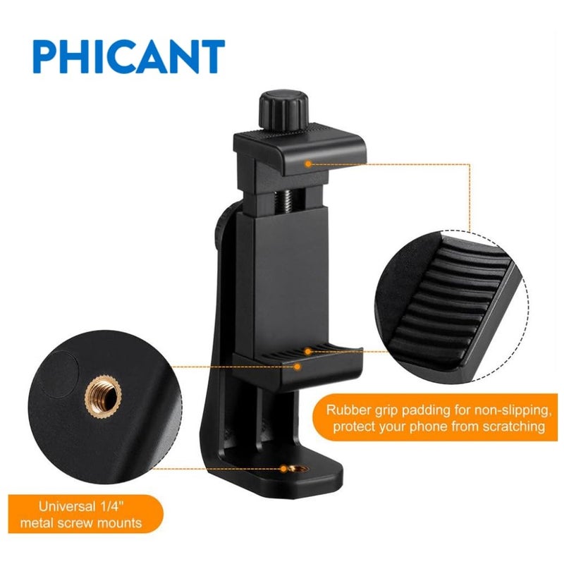 PHICANT Phone Tripod Mount Adapter/Universal Tripod Cell Phone Holder, Fits Any Smartphone, 1/4" Standard Screw, Rotating Vertical and Horizontal, Compatible with iPhone, Samsung, Selfie Stick, Monopod - Image 2