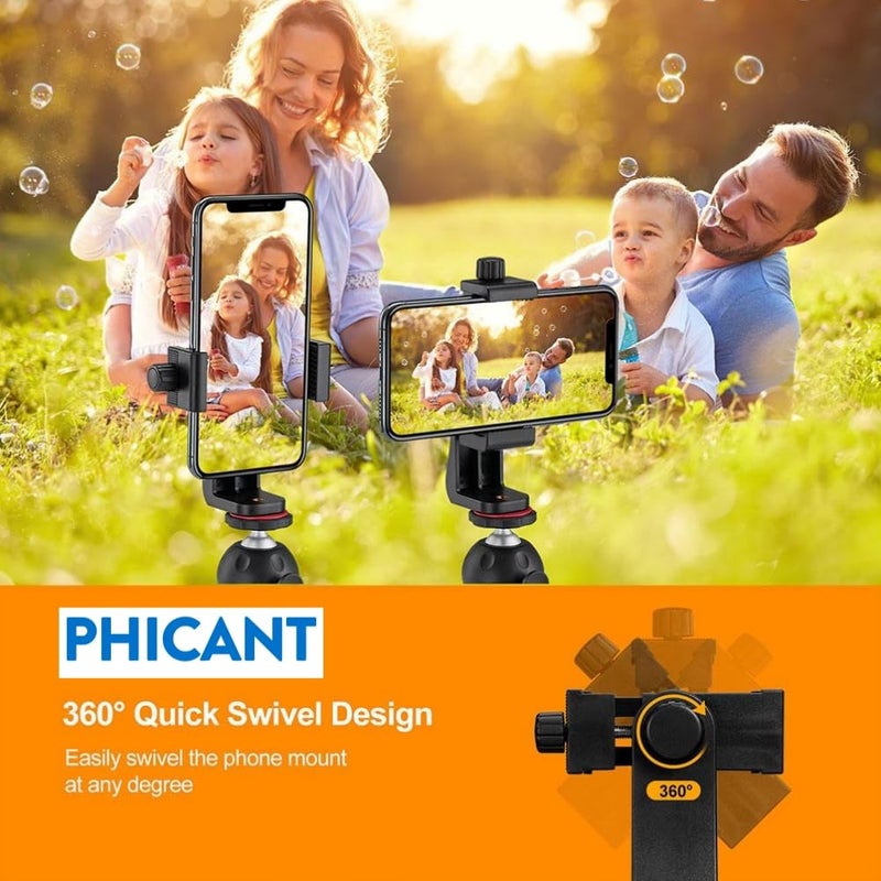 PHICANT Phone Tripod Mount Adapter/Universal Tripod Cell Phone Holder, Fits Any Smartphone, 1/4" Standard Screw, Rotating Vertical and Horizontal, Compatible with iPhone, Samsung, Selfie Stick, Monopod - Image 3