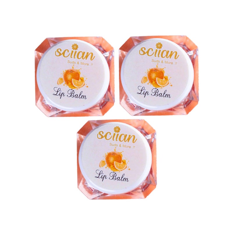SCIIAN Lip BalmOrange  Lip Balm For Soft Smooth And Moisturised Lips  Instant Hydration  Relieves Dry  Chapped Lips  Enriched with Shea Butter  Castor Oil  Glossy Finish10g Pack of 3 - Image 1