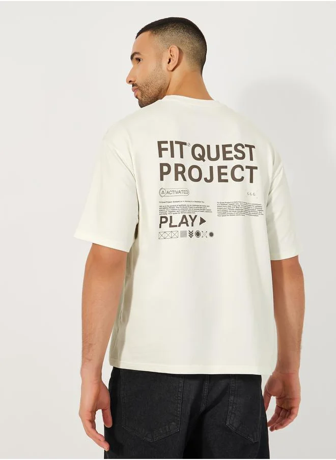 Styli Oversized Slogan Print Terry T-Shirt