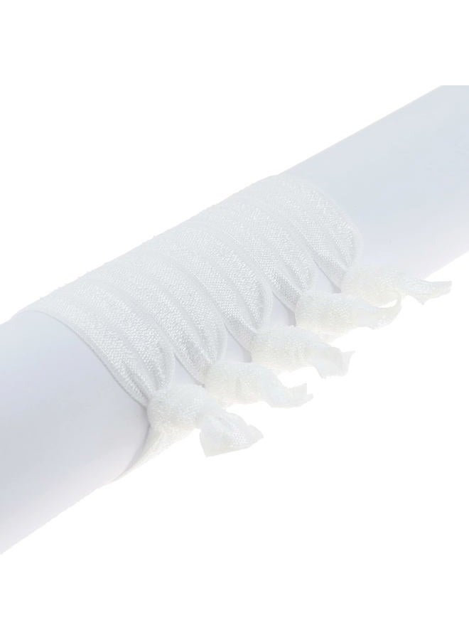 manipepe 50 Pack Solid Color Knotted Hair Ties - No Crease Hair Ponytail Elastics for Women and Girls (white) - Image 4