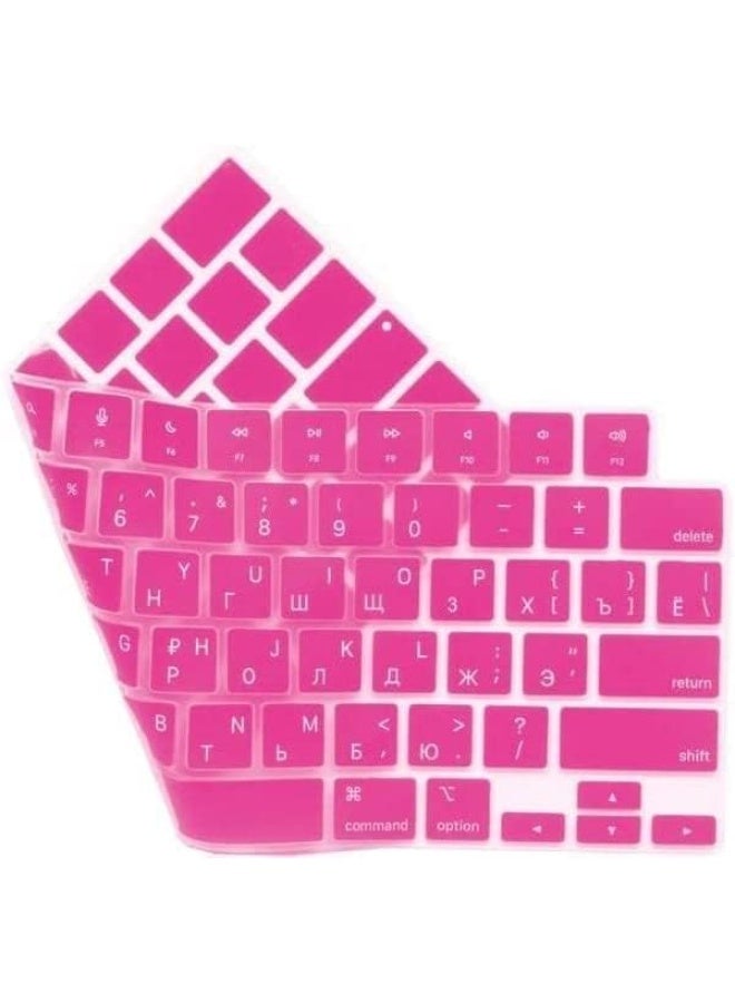 مافانز غطاء لوحة مفاتيح سيليكون بلغة روسية بتصميم أمريكي لجهاز MacBook Air 13.6" و15" M2/M3 A2681/A3113، M2/M3 A2941/A3114، 2023-2021 MacBook Pro 14" و16" A2918/A2992/A2442/A2779/A2991/A2485/A2780، باللون الوردي - Image 5