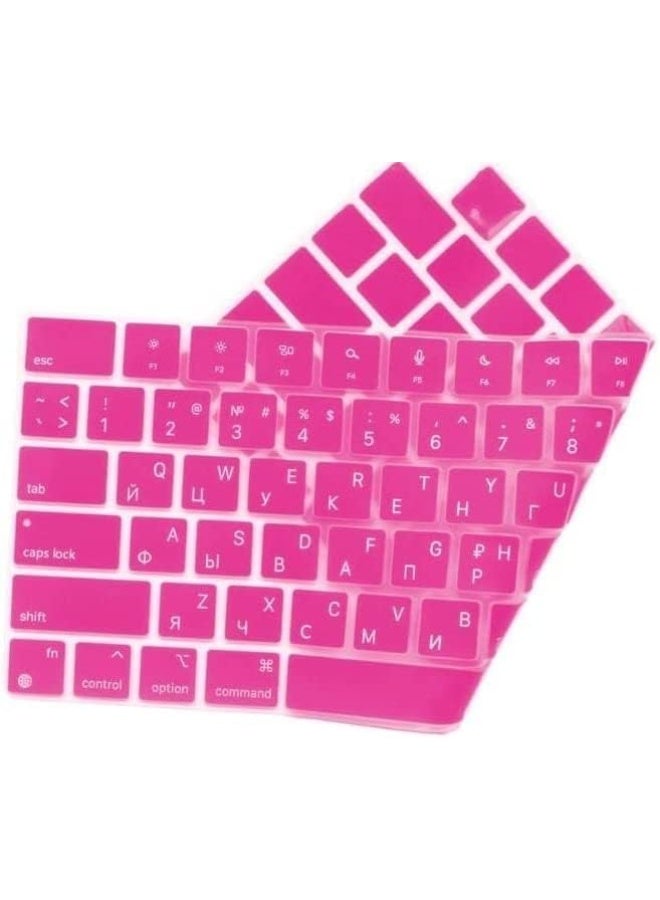 مافانز غطاء لوحة مفاتيح سيليكون بلغة روسية بتصميم أمريكي لجهاز MacBook Air 13.6" و15" M2/M3 A2681/A3113، M2/M3 A2941/A3114، 2023-2021 MacBook Pro 14" و16" A2918/A2992/A2442/A2779/A2991/A2485/A2780، باللون الوردي - Image 4