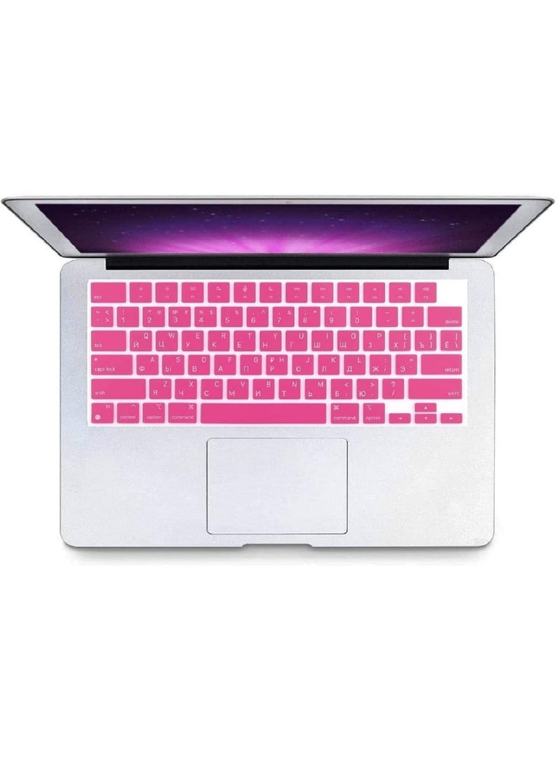 مافانز غطاء لوحة مفاتيح سيليكون بلغة روسية بتصميم أمريكي لجهاز MacBook Air 13.6" و15" M2/M3 A2681/A3113، M2/M3 A2941/A3114، 2023-2021 MacBook Pro 14" و16" A2918/A2992/A2442/A2779/A2991/A2485/A2780، باللون الوردي - Image 3