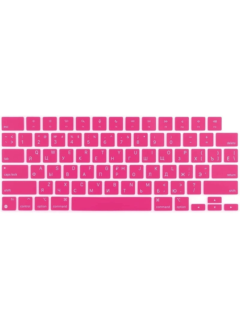 مافانز غطاء لوحة مفاتيح سيليكون بلغة روسية بتصميم أمريكي لجهاز MacBook Air 13.6" و15" M2/M3 A2681/A3113، M2/M3 A2941/A3114، 2023-2021 MacBook Pro 14" و16" A2918/A2992/A2442/A2779/A2991/A2485/A2780، باللون الوردي - Image 1