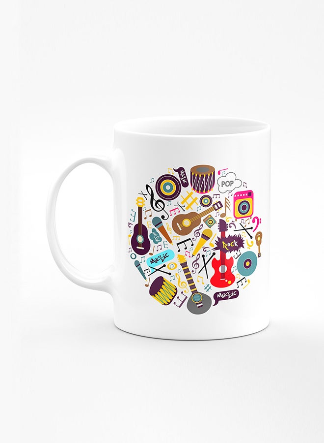 Stylizedd Designer Printed Coffee Mug with Heavy Duty Handle 11oz Ceramic Personalised Gift Mugs Cup [Microwave Safe & Dishwasher Proof] - Muscial Instruments - Image 1