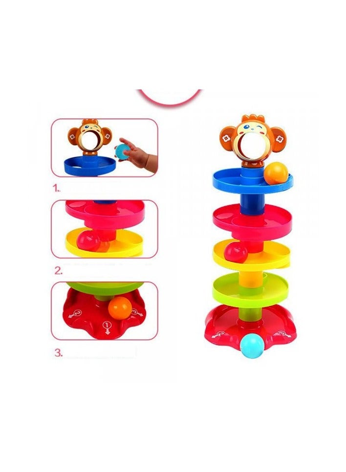 HUNGER 5-Layer Designs Ball Drop Roll Toy, Interactive Sounds Baby Swirling Tower Toy - Image 5