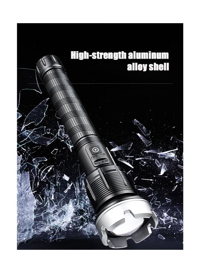 Gonice Aluminum Alloy Body - Rechargeable Zoom Long-Range Outdoor Handheld Flashlight - 9000 Lumens High-Intensity Flashlight-Equipped With A Flashlight 26500 mAh Battery USB Charging - Image 5
