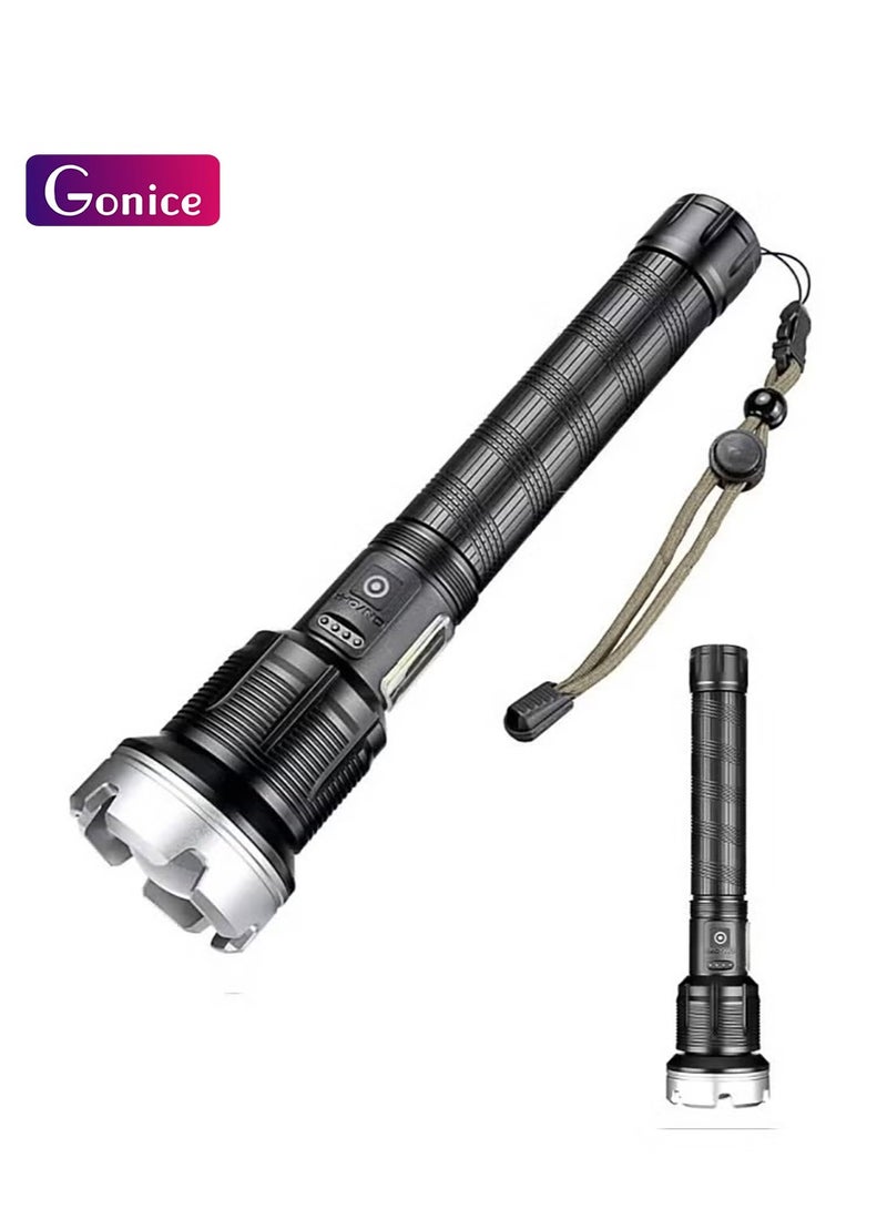 Gonice Aluminum Alloy Body - Rechargeable Zoom Long-Range Outdoor Handheld Flashlight - 9000 Lumens High-Intensity Flashlight-Equipped With A Flashlight 26500 mAh Battery USB Charging - Image 1