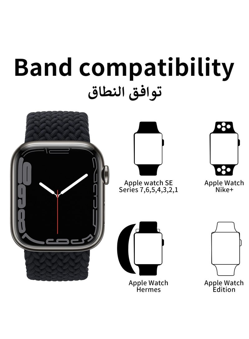 انفوسن سوار لساعة ابل من انفوصن مقاس 38 ملم 40 ملم 41 ملم، اساور بديلة مضفرة قابلة للتعديل للرجال والنساء واساور معصم رياضية مرنة قابلة للتمدد لسلسلة 7/6/اس اي/5/4/3/2/1 (اسود) - Image 2