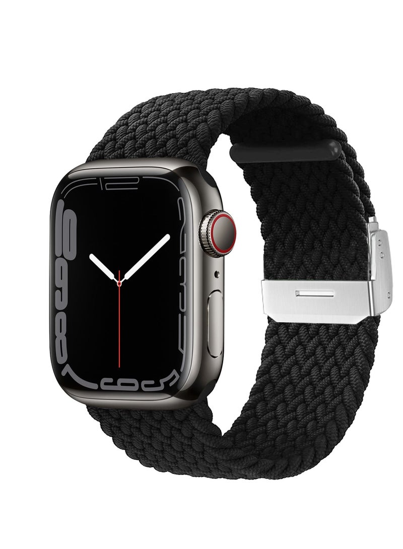 انفوسن سوار لساعة ابل من انفوصن مقاس 38 ملم 40 ملم 41 ملم، اساور بديلة مضفرة قابلة للتعديل للرجال والنساء واساور معصم رياضية مرنة قابلة للتمدد لسلسلة 7/6/اس اي/5/4/3/2/1 (اسود) - Image 1