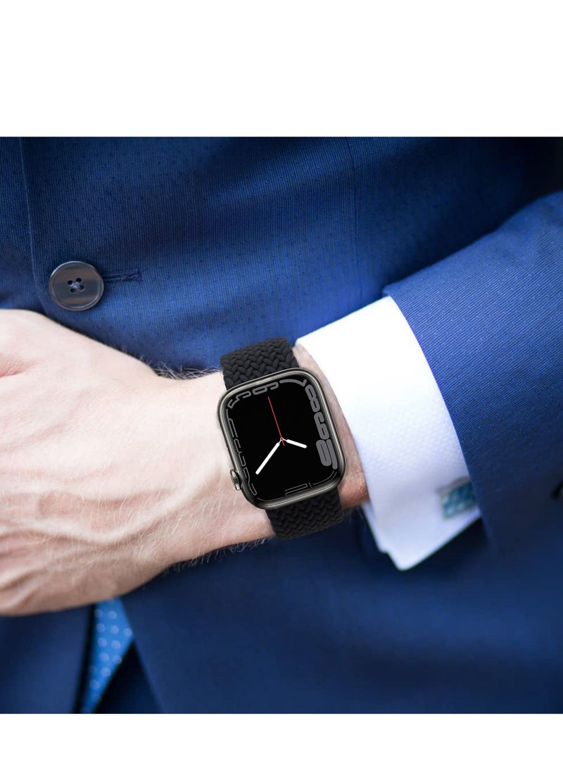 انفوسن سوار لساعة ابل من انفوصن مقاس 38 ملم 40 ملم 41 ملم، اساور بديلة مضفرة قابلة للتعديل للرجال والنساء واساور معصم رياضية مرنة قابلة للتمدد لسلسلة 7/6/اس اي/5/4/3/2/1 (اسود) - Image 4