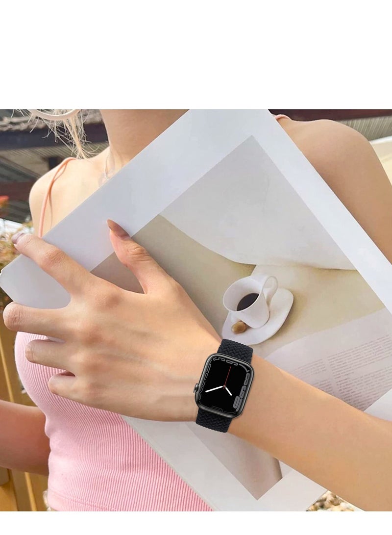 انفوسن سوار لساعة ابل من انفوصن مقاس 38 ملم 40 ملم 41 ملم، اساور بديلة مضفرة قابلة للتعديل للرجال والنساء واساور معصم رياضية مرنة قابلة للتمدد لسلسلة 7/6/اس اي/5/4/3/2/1 (اسود) - Image 5