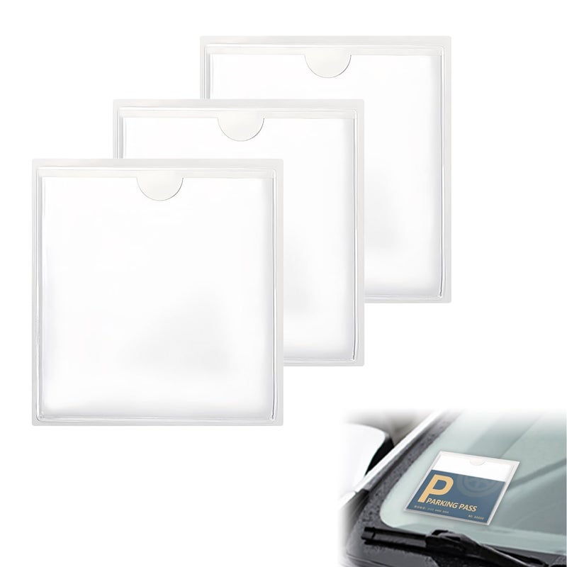 vvag 3Pcs Windshield Sticker Holder Clear Car Window Pass Permit Holder for ParkingSelfAdhesive Business CardToll Tags Insurance Cards and Registration for Easy Installation - Image 3