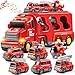JUKUDAHU 7in1 Fire Trucks for 3 4 5 6 Years Old Boys Transport Car for Toddlers 46 Sound and Light Kids Toys for Ages 24 Gift for Ages 57 48 Year Old Girl Birthday Gifts - Image 2