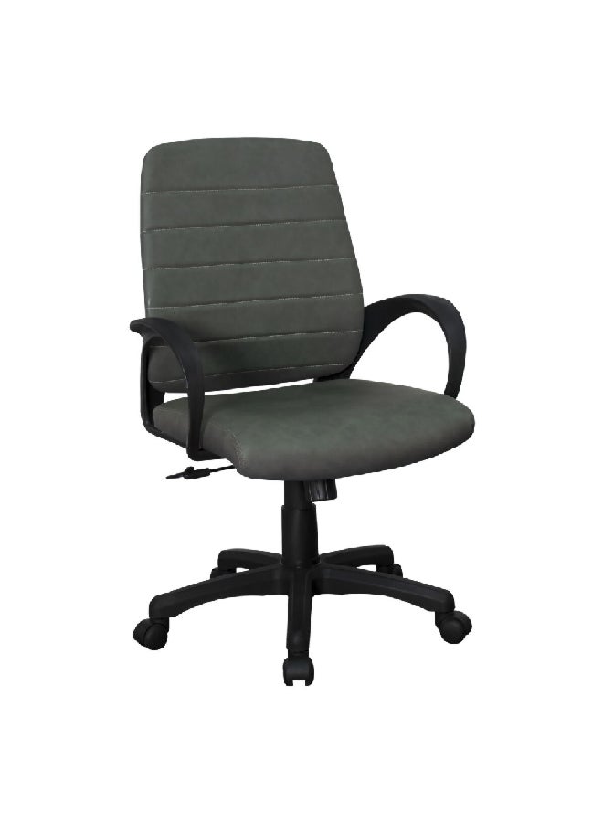 Micasa High-Quality and Durable PVC Chair with Wheels Grey and Black 88 x 59 x 60 cm ZY-1091-1 - Image 1