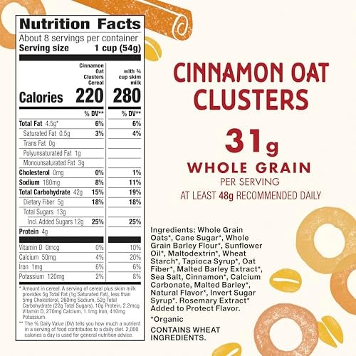 Cascadian Farm Organic Cinnamon Oat Clusters Cereal Made with Whole Grain NonGMO 15 oz - Image 5