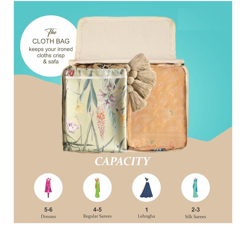 Blendmix Blendmix Cotton Canvas Clothes Storage BagsSaree Covers with Zip for Storage Specially Design for Woman Dresses Sarees Lehengas for Wardrobe Organizer 17 x 14 x 7 Inch 3  - Image 3