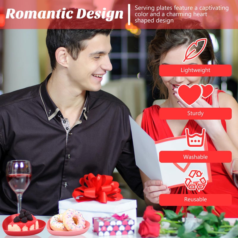 ywmigl 12 Pcs Valentine's Day Heart Shaped Bowls 5.7 Inch Heart Shaped Wheat Straw Small Snack Dessert Dishes Salad Plates for Dinner Appetizer Sauce Dish Dipping Snack Fruit Dessert Steak Serving (Pink,Red) - Image 4