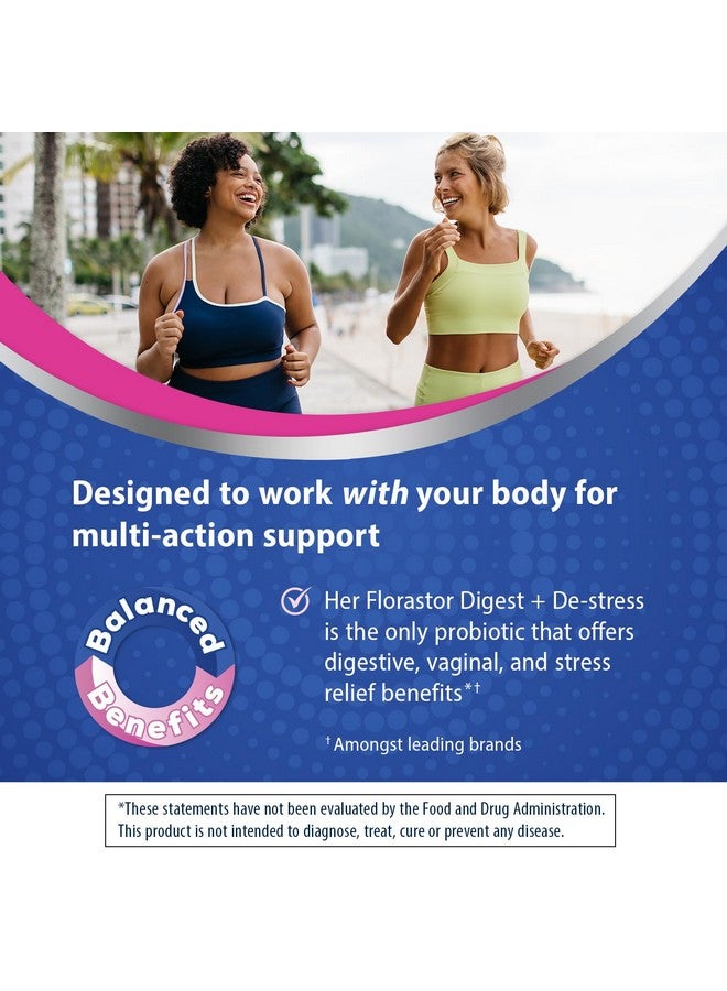 Florastor Her Digest and De-Stress Women's Probiotic and Stress Relief Supplement, Probiotics for Digestive Health, Vaginal Probiotics, and L-Theanine for Mind and Body Wellness, 30 Capsules - Image 3