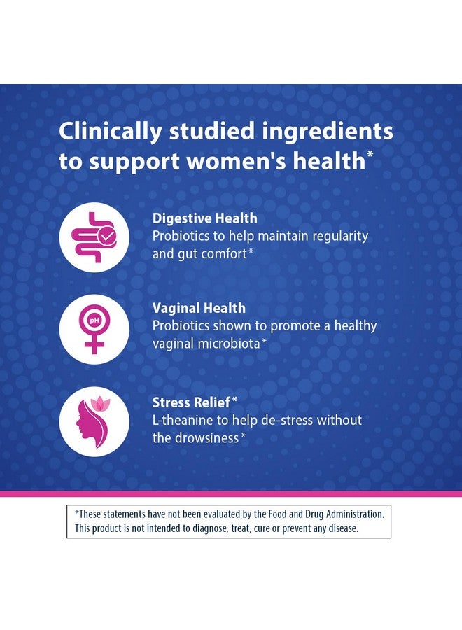 Florastor Her Digest and De-Stress Women's Probiotic and Stress Relief Supplement, Probiotics for Digestive Health, Vaginal Probiotics, and L-Theanine for Mind and Body Wellness, 30 Capsules - Image 4