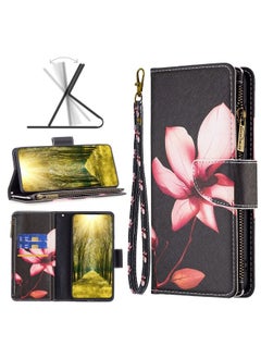 Case Cover For For Sony Xperia 10 III Colored Drawing Pattern Zipper Horizontal Flip Phone Leather Case(Lotus)