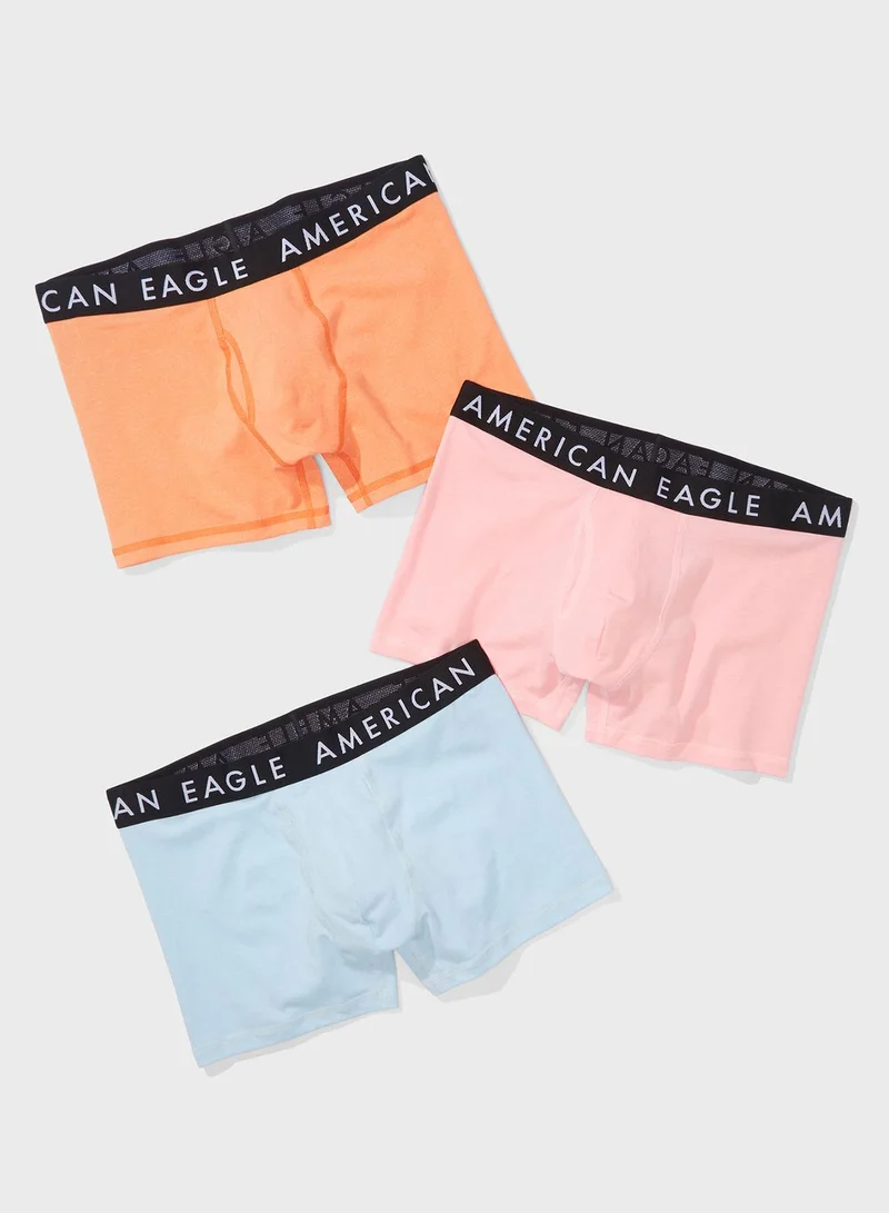American Eagle 3 Pack Logo Band Trunks