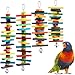 JaGely 4 Pcs Bird Parrot Toys with Multicolored Natural Wood Blocks Bird Chew Toys for Large Medium Parrots Macaws Lovebirds Doves Cockatiels Conures Parakeets Chewing Biting Foraging 2 Designs - Image 3