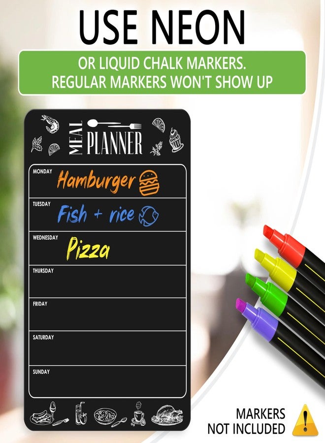 JUZARI Weekly Dinner Menu Board for Kitchen A4-8.5x12 Black Magnetic Weekly Meal Planner for Fridge Dry Erase Weekly Menu Boards Magnetic Menu for Refrigerator Food Menu Boards Week Chalkboard Menu Board - Image 3
