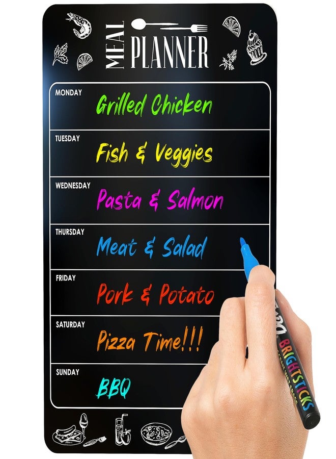 JUZARI Weekly Dinner Menu Board for Kitchen A4-8.5x12 Black Magnetic Weekly Meal Planner for Fridge Dry Erase Weekly Menu Boards Magnetic Menu for Refrigerator Food Menu Boards Week Chalkboard Menu Board - Image 1