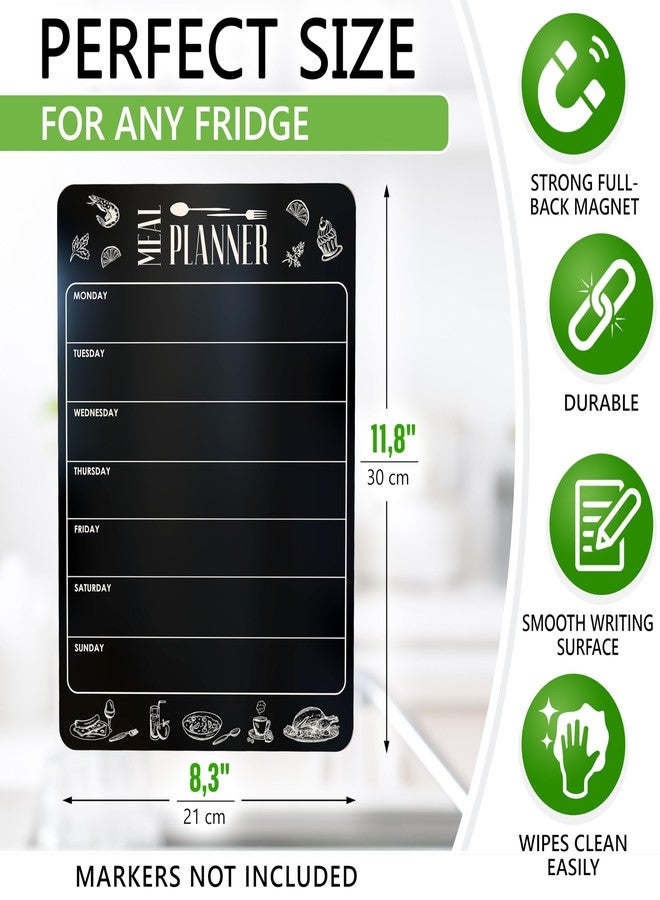 JUZARI Weekly Dinner Menu Board for Kitchen A4-8.5x12 Black Magnetic Weekly Meal Planner for Fridge Dry Erase Weekly Menu Boards Magnetic Menu for Refrigerator Food Menu Boards Week Chalkboard Menu Board - Image 2