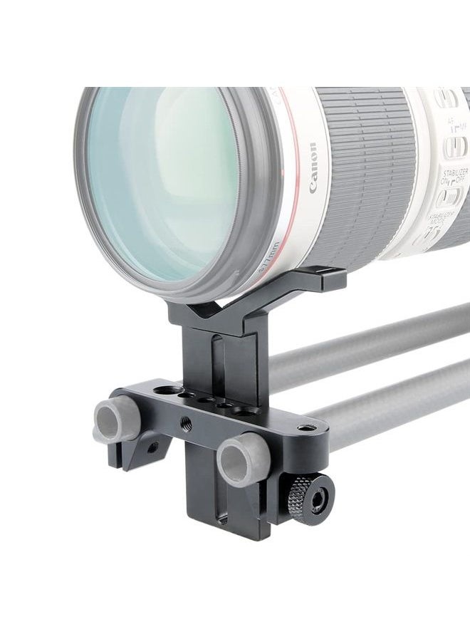 NICEYRIG - Long Lens Support Bracket Height Adjustable with 15mm Rod Clamp for Follow Focus DSLR Camera 15mm Rail Block System - Image 1