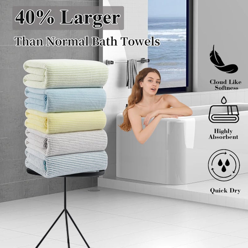 JessyHome 4 Piece Bath Towel Set 35""x70""Oversized Bath Towel for Bathroom Ultra Soft Fluffy Extra Large Bath Sheet Luxury Premium Bathroom Towel Highly Absorbent Quick Dry Shower Towel for Bathroom Hotel Spa - Image 4