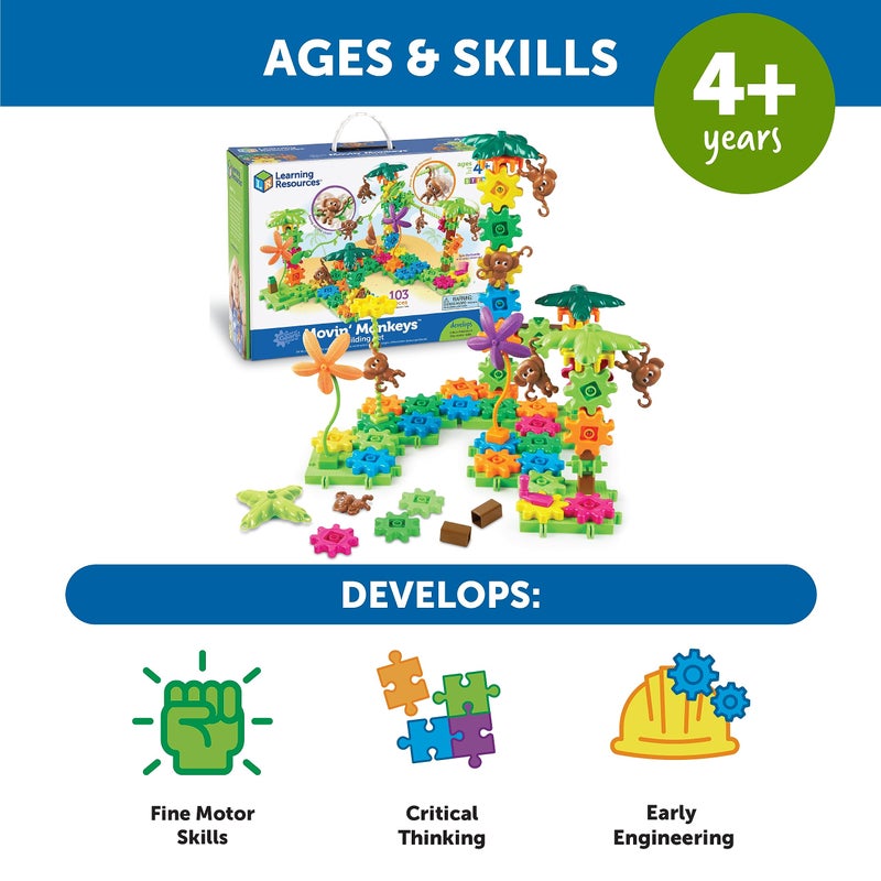 Learning Resources Learning Resources Gears! Gears! Gears! Movin' Monkeys Building Play Set, 103 Pieces - Image 5