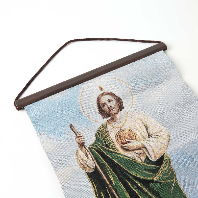HZMAN Saint Jude Painting Retro Handmade Weave Wall Art Decor Holy Thaddaeus Christ Aesthetic Picture for Living Room Bedroom Wood Framed 17x12 inch - Image 3