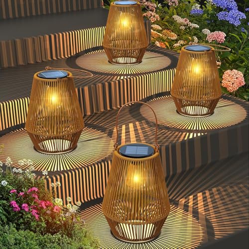 KagoLing Solar Lanterns KagoLing Solar Lanterns Outdoor Waterproof Gifts for Women Hanging Lights Outdoor Waterproof Lamp Lights Decoration for Outside GardenYardPatioPorchTreesLawnPathway Decor 4 Pack - Image 1