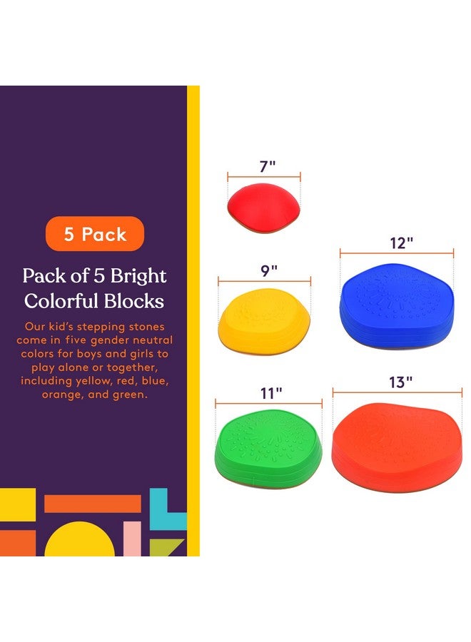 Special Supplies Special Supplies Stepping Stones for Kids, 5 Balance Indoor and Outdoor Blocks Promote Coordination, Balance, Strength, Child Safe Rubber, Non-Slip Edging, Stackable (Primary) - Image 2