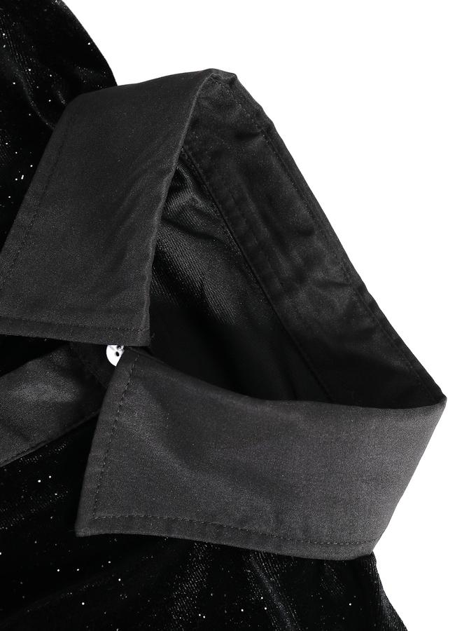 Take Two Men Black Velvet Glitter Look Shirt - Image 3