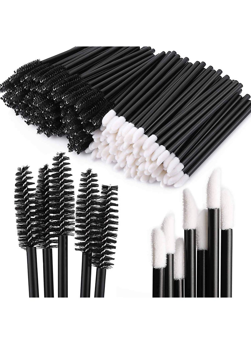 Tbestmax Tbestmax 200 Disposable Mascara Wand Spoolies and Lip Brushes Lipstick Lipgloss Applicator for Eyebrow Eyelash Extension Makeup Kits Black 