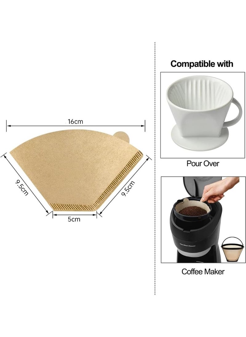 100 Count Coffee Paper Filters 2-4 cups, V60 Coffee Filters, Unbleached Disposable Thicken Coffee Filters, Cone Paper Fits for Drip and Compatible with Pour Over Coffee Maker - Image 2