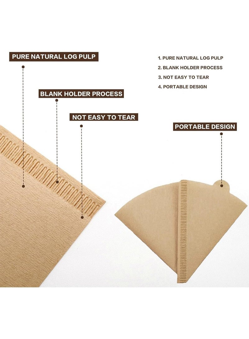 100 Count Coffee Paper Filters 2-4 cups, V60 Coffee Filters, Unbleached Disposable Thicken Coffee Filters, Cone Paper Fits for Drip and Compatible with Pour Over Coffee Maker - Image 3