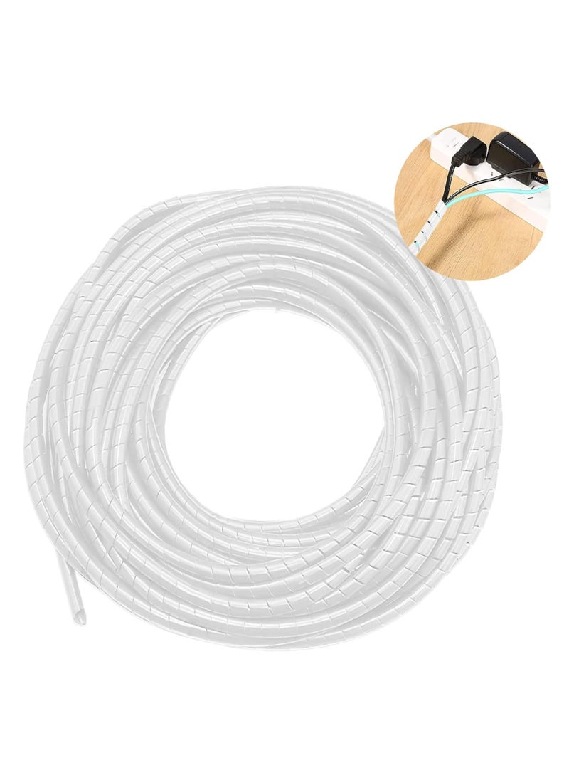 VOLT Spiral Cable Wrap 10 Meter Length | Flexible & Durable Cable Organizer for Computers, TVs & Electrical Equipment (White)  - Image 1