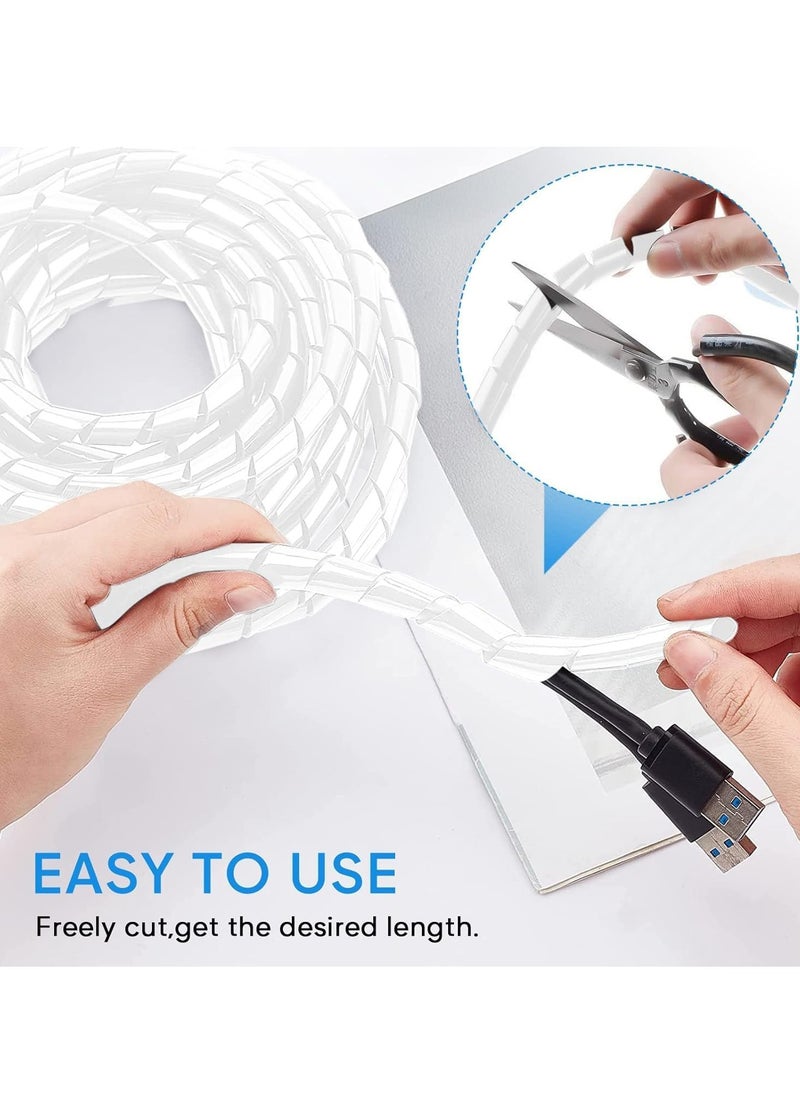 VOLT Spiral Cable Wrap 10 Meter Length | Flexible & Durable Cable Organizer for Computers, TVs & Electrical Equipment (White)  - Image 2