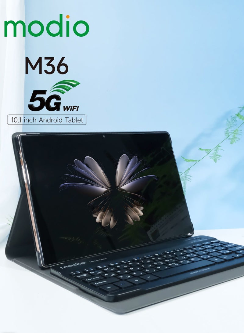 موديو تابلت M36 بشاشة 10.1 بوصة وبطاقتي SIM باللون الأسود وذاكرة الوصول العشوائي (RAM) سعة 12 جيجابايت وذاكرة تخزين داخلية 512 جيجابايت ويدعم تقنية 5G - إصدار الشرق الأوسط مع هدية - Image 1
